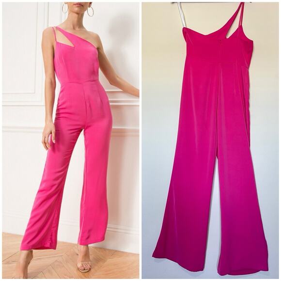Revolve super down anouk cut out Pink Wide Leg jumpsuit - Picture 10 of 11